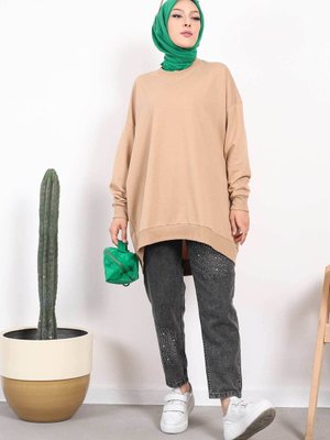 Bisküvi İki İplik Oversize Sweatshirt Bisküvi İki İplik Oversize Sweatshirt