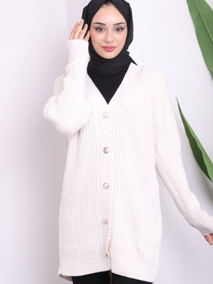 Krem Düğmeli Triko Hırka Krem Düğmeli Triko Hırka