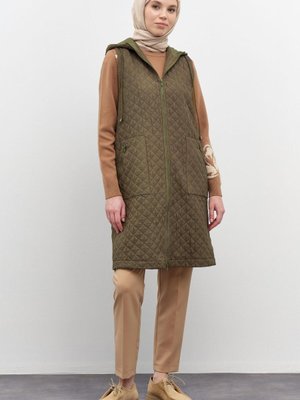 Cepli İnce Kapitone Yelek Haki