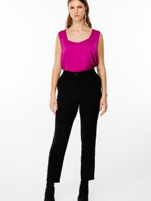 Siyah Yandan Cepli Krep Pantolon