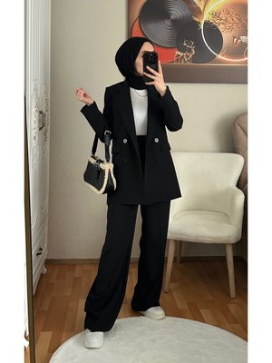 Blazer Ceketli Takım Siyah