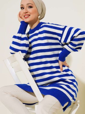 Çizgili Yumoş Triko Tunik Çizgili Yumoş Triko Tunik