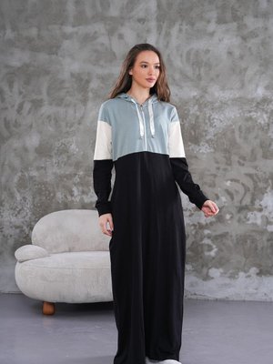 Mint Tesetür Spor Fermuarlı Kapüşonlu Elbise Mint Tesetür Spor Fermuarlı Kapüşonlu Elbise