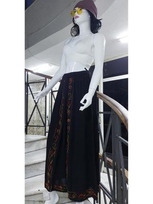 Siyah Otantik Nakış İşlemeli Harem Şalvar Pantolon