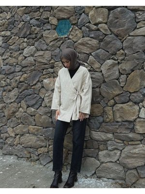 Raena Desenli Yandan Bağlamalı Kimono Ceket