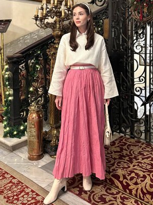 Pembe Kraşlı Bohem Etek Pembe Kraşlı Bohem Etek