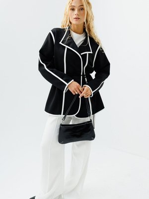 Kontrast Biyeli Scuba Siyah Hırka