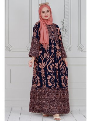 Lacivert Otantik Robalı Elbise