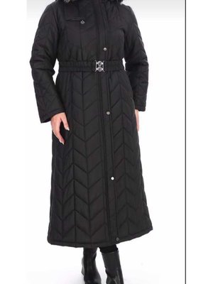 Şişme Siyah Mont Kapişonlu