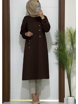 K Kahverengi Buyuk Beden Ikı Iplık Tunik Yeni Sezon