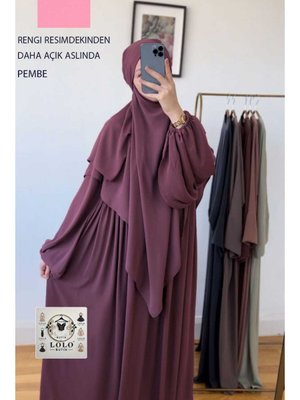 Lolo Butık Ferace Sufle Peçe Takım Kiremit (üç Parça Set) Medine İpeği