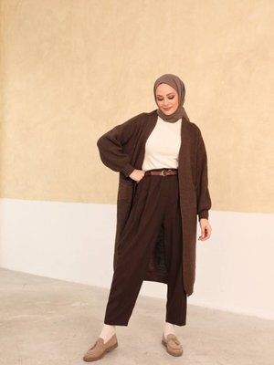 Balon Kol Cepli Tam Boy Triko Uzun Hırka