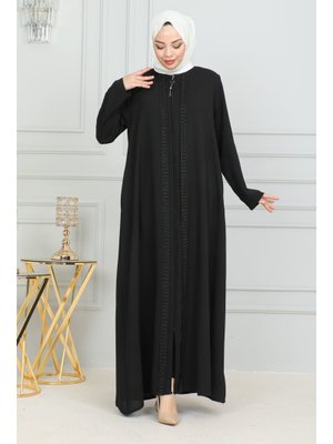 Siyah Anne Dantelli Taşlı