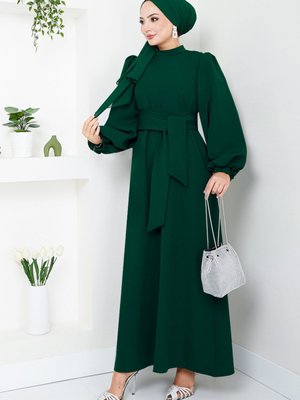 Balon Kollu Abiye Elbise M Zümrüt Balon Kollu Abiye Elbise M Zümrüt