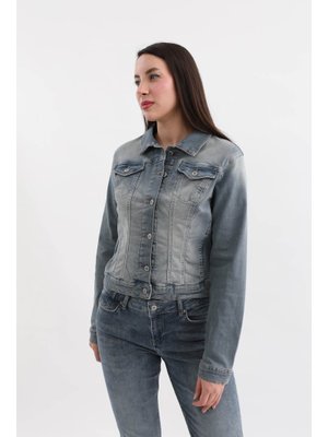 Mavi Düğmeli Likralı Jean Ceket