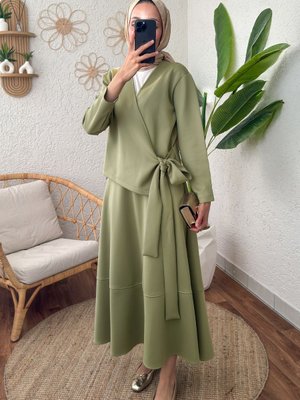 Yandan Bağlamalı Etekli Takım Haki