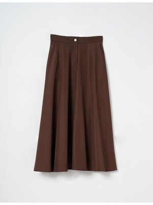 Fermuarlı Cep Detaylı Kloş Etek Koyu Kahve