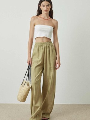 Keten Çima Dikişli Çağla Pantolon