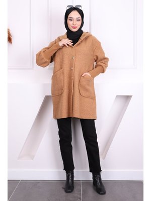 Camel Kapüşonlu Buklet Kaban Camel Kapüşonlu Buklet Kaban