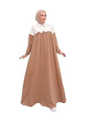 Nissra Robası Fırfırlı Garnılı İki İplik Elbise Nissra Robası Fırfırlı Garnılı İki İplik Elbise