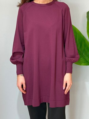 Merserize Bilek Detaylı Basic Tunik Mürdüm