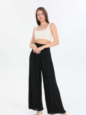 Siyah Italyan Astarlı Korsajlı İpek Wes Pantolon Siyah Italyan Astarlı Korsajlı İpek Wes Pantolon