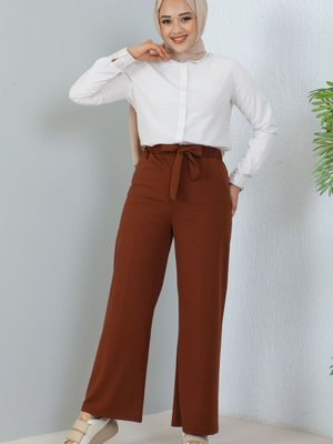 Kuşakli Pantolon Kahverengi Kuşakli Pantolon Kahverengi