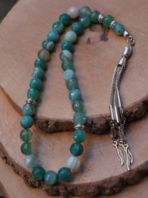 Yeşil Akik Doğal Taşlı Tesbih