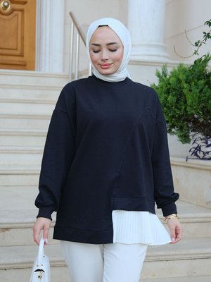 Pilise Detaylı Tunik Siyah Pilise Detaylı Tunik Siyah