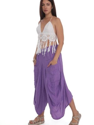 Açık Mor İtalyan Cepli Keten Şalvar Pantolon Açık Mor İtalyan Cepli Keten Şalvar Pantolon