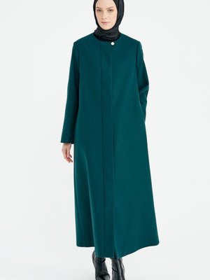 Gizli Pat Düğmeli Basic Manto Yeşil Gizli Pat Düğmeli Basic Manto Yeşil