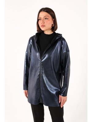 Lacivert Varaklı Triko Hırka