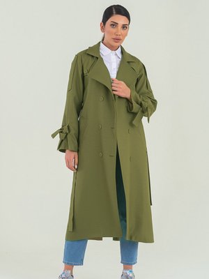 Fıstık Yeşili Nidal Kadın Oversize Trençkot