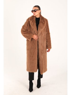 Bej Uzun Suni Kürk Kaban