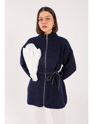 Lacivert Çiçekli Tirko Hırka