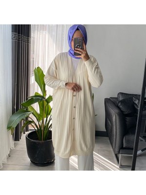 My City Kendinden Desenli Soğuk İplik Tesettür Hırka