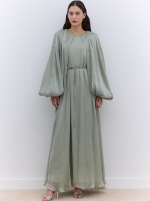 Geniş Kol Detaylı Elbise Yeşil Geniş Kol Detaylı Elbise Yeşil