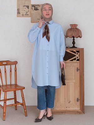 Bebe Mavisi Uzun Gömlek