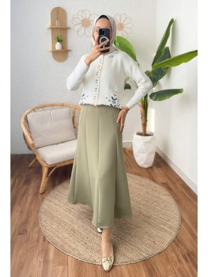 Açık Haki Parçalı Scuba Etek