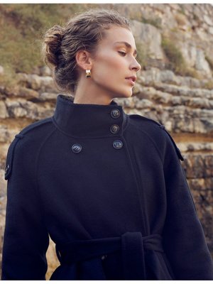 Premium Yün Dik Yaka Kaban Siyah Premium Yün Dik Yaka Kaban Siyah