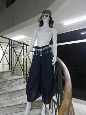 Lacivert İtalyan Cepli Keten Şalvar Pantolon Lacivert İtalyan Cepli Keten Şalvar Pantolon