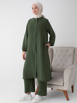 Aerobin Kumaş Hac Ve Umre Elbisesi (2 Parça) Haki