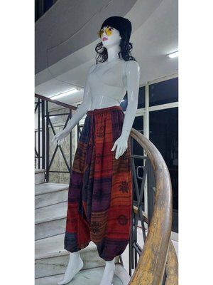 Renkli Hint Otantik Yıkamalı Taşlanmış Patchwork Şalvar Pantolon Renkli Hint Otantik Yıkamalı Taşlanmış Patchwork Şalvar Pantolon