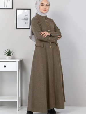 Vizon Düğmeli Kaşe Kaban