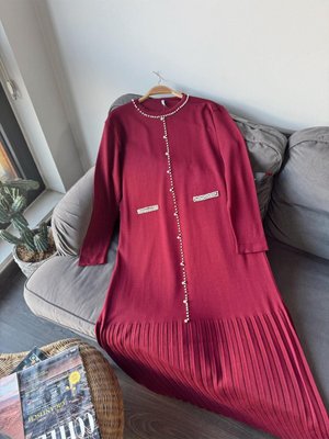 İnci Detaylı Soğuk İplik Merserize Elbise