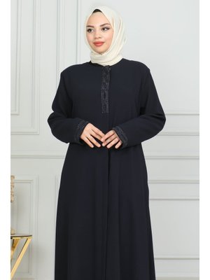 Lacivert Anne Taşlı Nakışlı