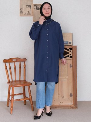 Lacivert Uzun Gömlek