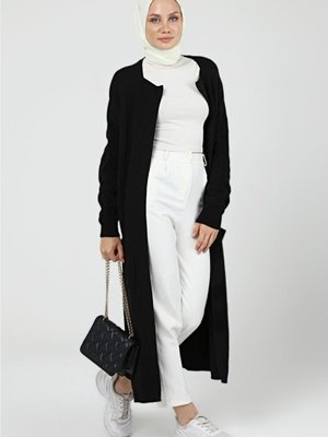 Kolu Saç Örgülü Çift Cepli Garnili Kışlık Kimono Hırka Kolu Saç Örgülü Çift Cepli Garnili Kışlık Kimono Hırka