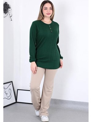 Zümrüt Yeşili Saç Örgü Bluz