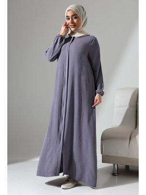 Gri Aerobin Gizli Fermuarlı Ferace Elbise Gri Aerobin Gizli Fermuarlı Ferace Elbise